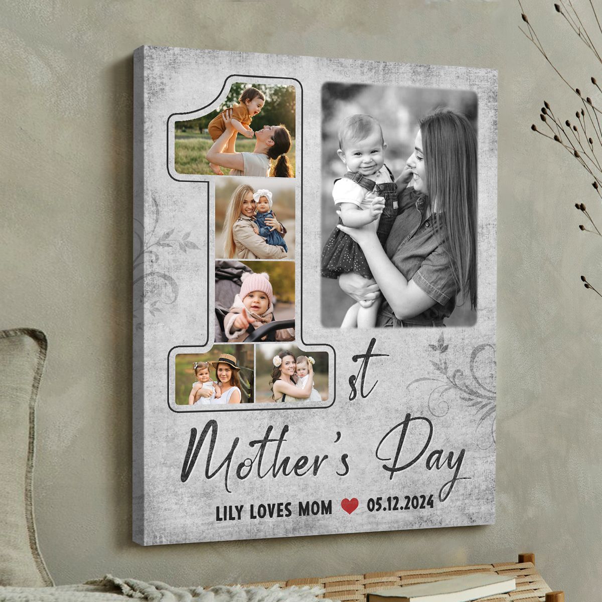 Happy First Mothers Day Gift Custom Photo - Personalized Canvas - Gift For Mom, Mother's Day, Birthday Gift