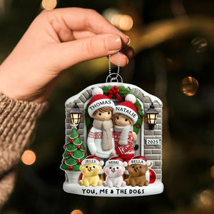 Farmhouse Couple with Optional Pet Dog Cat - Personalized Acrylic Ornament - Christmas Gift For Couple