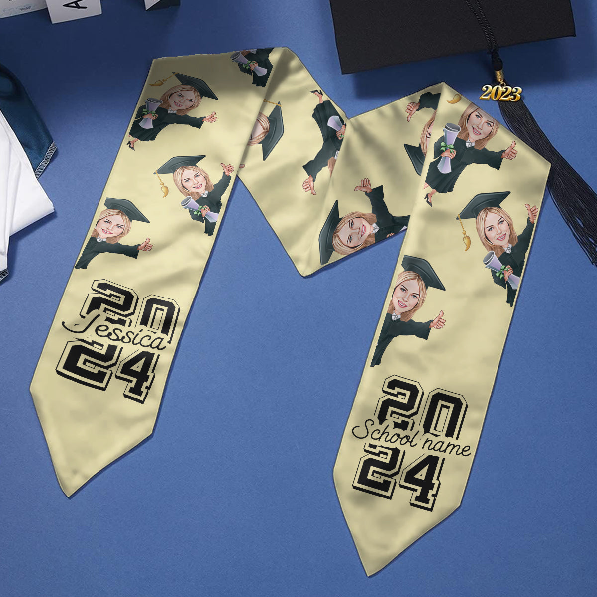 Funny Character Portrait - Personalized Graduation Sash - Graduation Gift