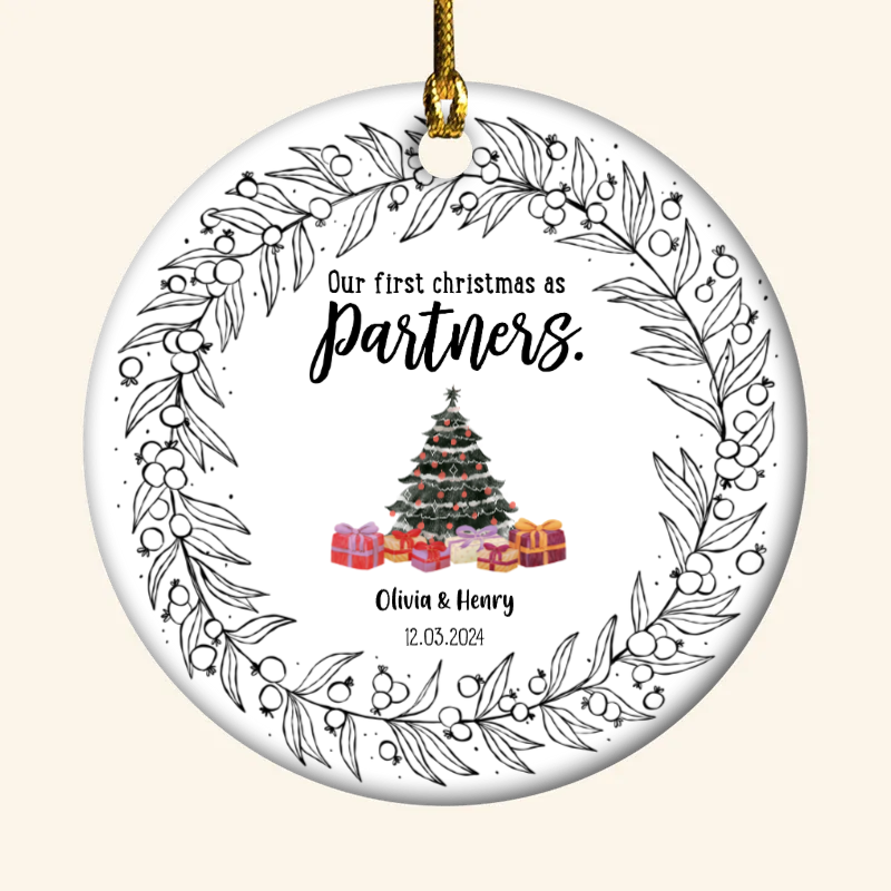 Our First Christmas As Partner - Personalized Ornament - Christmas Gift For Couple, Husband, Wife 5_90387a22-0ceb-4e05-9fc8-b919df604381.png