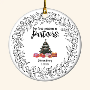 Our First Christmas As Partner - Personalized Ornament - Christmas Gift For Couple, Husband, Wife 5_90387a22-0ceb-4e05-9fc8-b919df604381.png