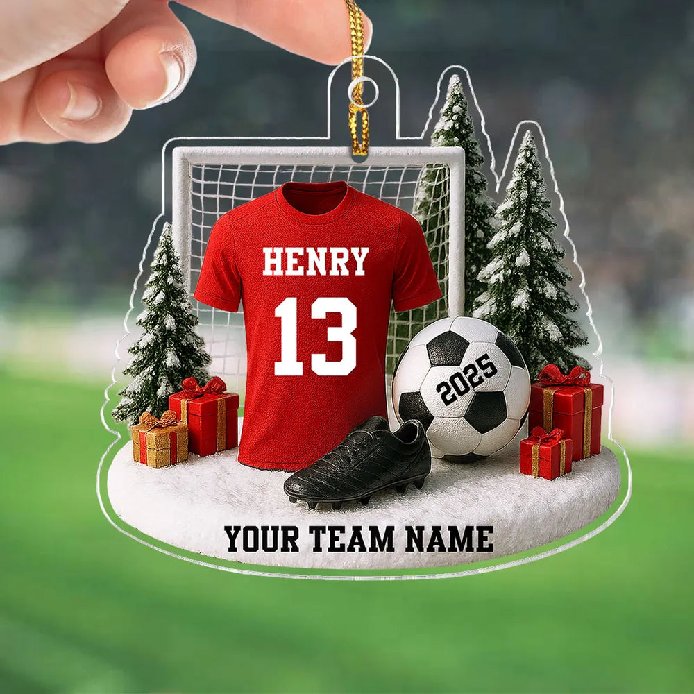 3D Effect Soccer Player Soccer Team Uniform - Personalized Acrylic Ornament - Gift For Soccer Lovers, Soccer Team