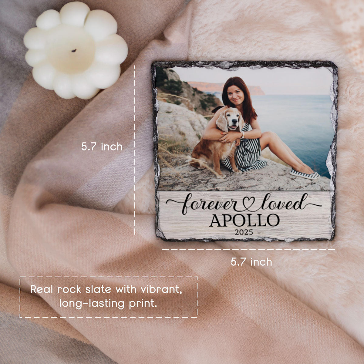 Personalized Dog Cat Memorial Photo Slate In Loving Memory Keepsake