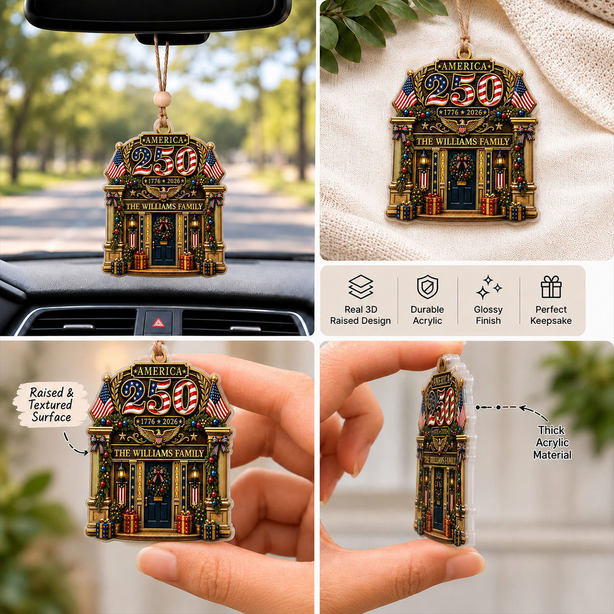 Forever Free And United - Real 3D Raised Ornament