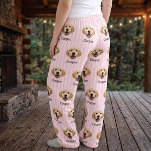 Custom Pet Face Pajama Pants with Name Personalized Cat & Dog Pyjamas