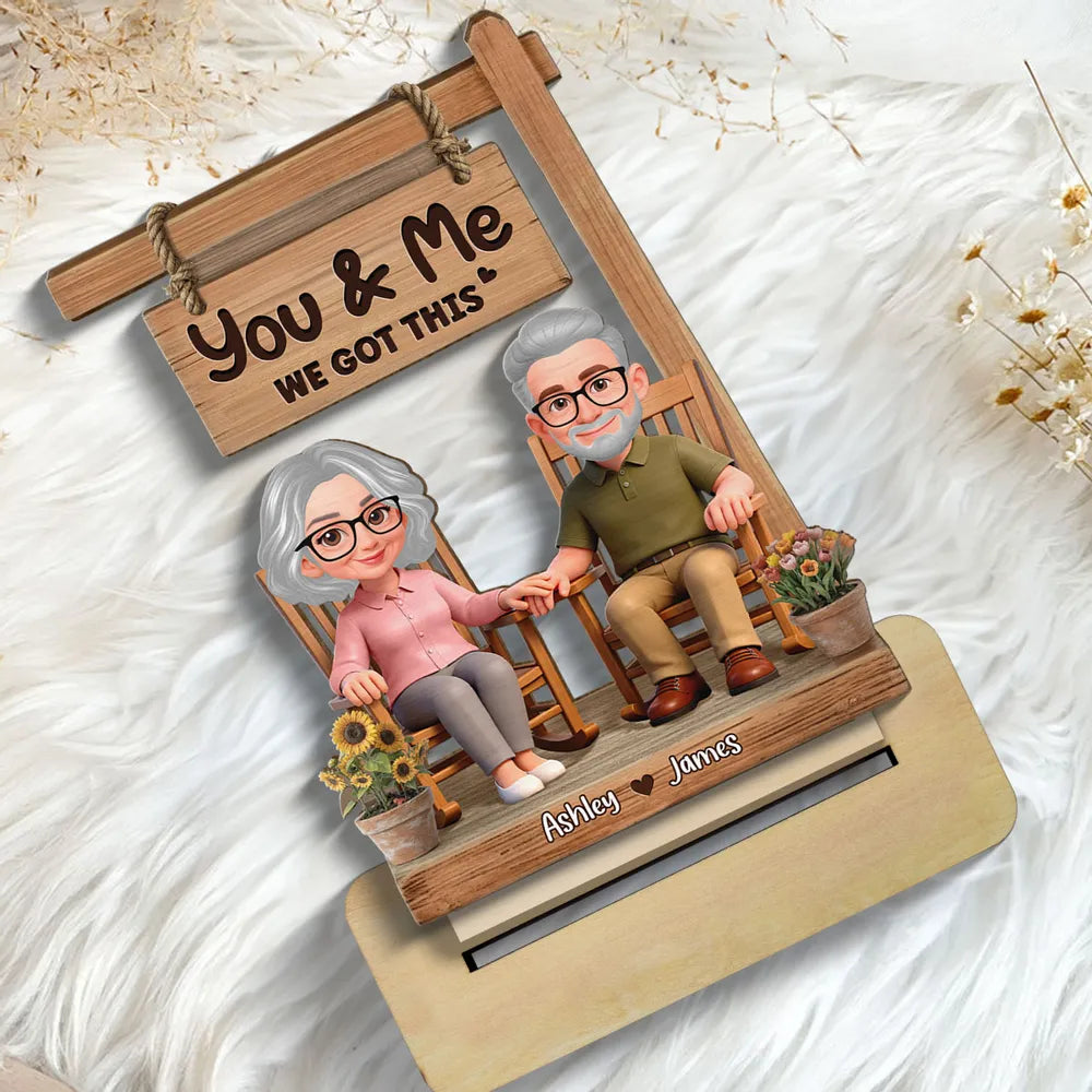 You & Me We Got This 3D Effect Couple - Personalized Wooden Plaque - Anniversary, Valentine's Day Gift For Couple