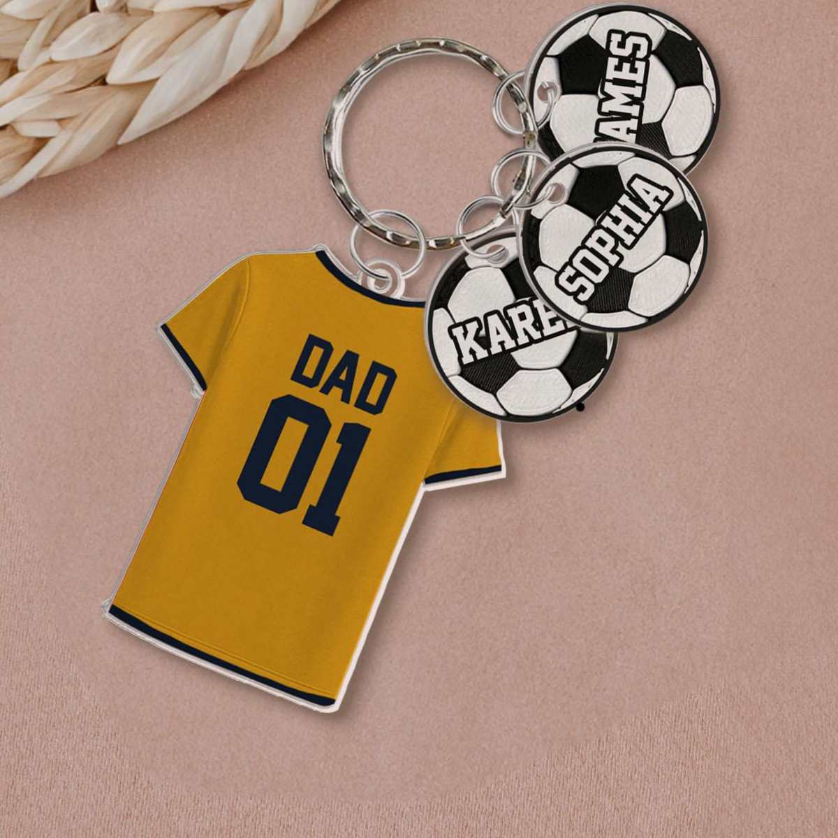 Personalized Soccer Keychain For Dad, Custom Dad Keychain With Kids Names Charm, Soccer Lover Gifts, Father's Day Gift, Sport Keyrings