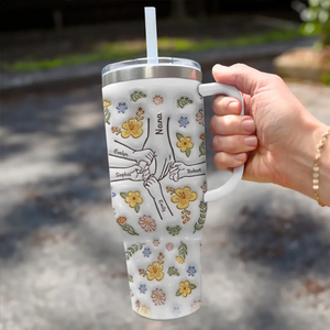 Mom Hold Our Hands Also Our Hearts - Personalized 3D Inflated Effect Printed 40 oz Tumbler - Gift For Mother