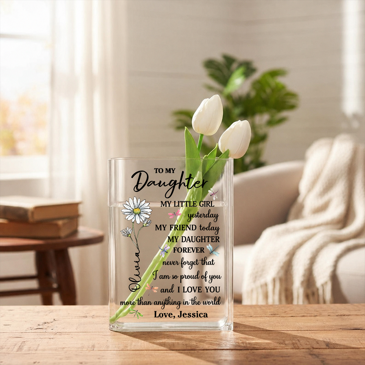You Are My Greatest Blessing - Personalized Journal Clear Acrylic Book Vase for Flowers, Transparent Flower Vase for Home Decor