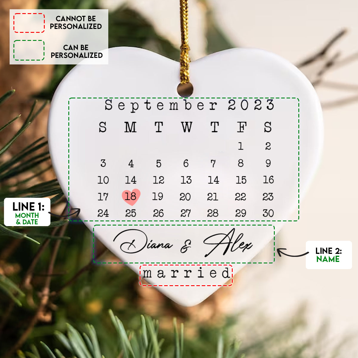 Married Newlywed - Personalized Ornament - Christmas Gift