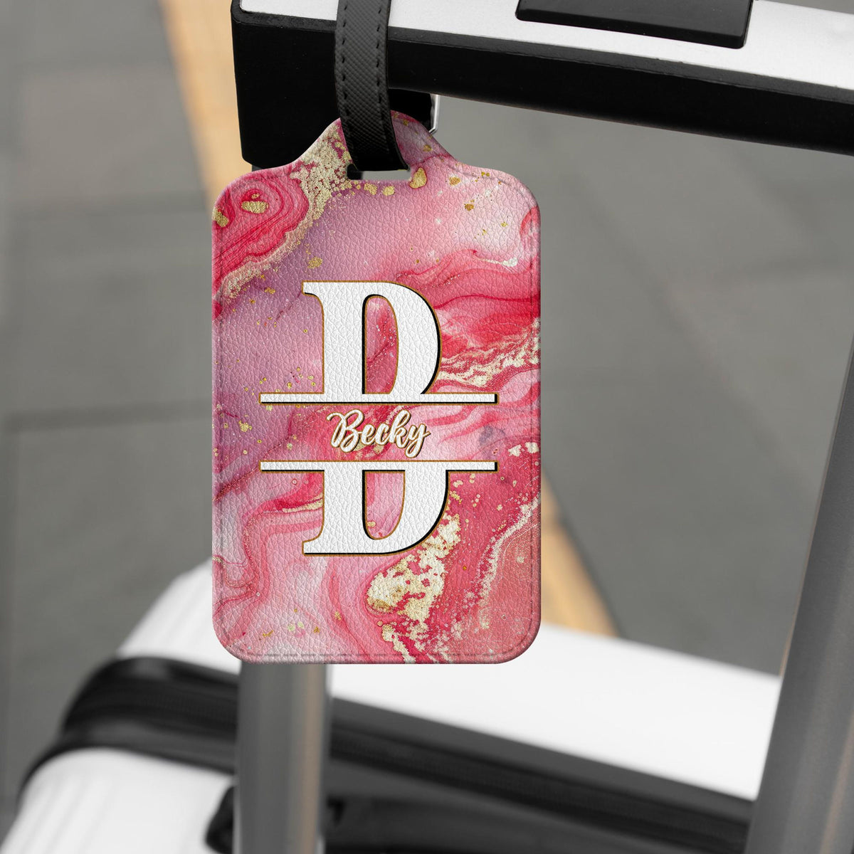 Custom Leather Luggage Tag with Monogram, Personalized Name & Design, Unique Travel Gift for Her Him