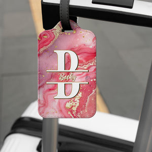 Custom Leather Luggage Tag with Monogram, Personalized Name & Design, Unique Travel Gift for Her Him