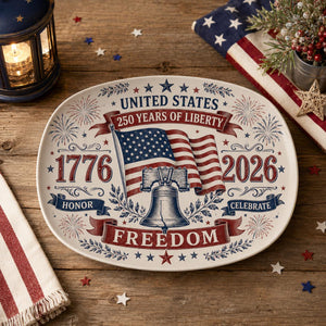America 250th Anniversary Platter, 1776 2026 Patriotic Decorative Plate, Liberty Bell Freedom, 4th of July Decor, Independence Day Keepsake