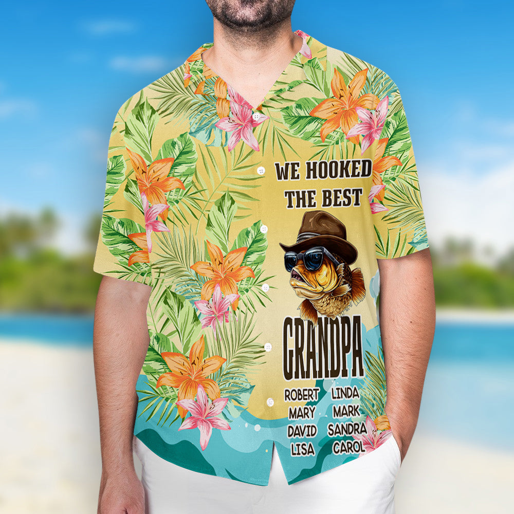Dad Taught Me How To Fish - Personalized Hawaiian Shirt - Gift For Fishing Dad, Father's Day Gift Idea