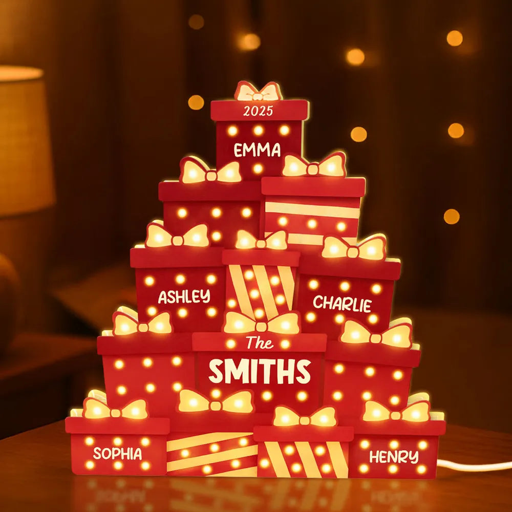 Christmas Family Gifts Box - Personalized Light Box - Gift For Family, Christmas Home Decoration