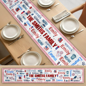 Independence Day Custom Family Name - Personalized Table Runner - 4th Of July Gift For Family, 250th Home Decoration