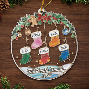 Family Stockings Full Of Memories - Personalized Acrylic Shaped Ornament - Gift For Family, Christmas Gift