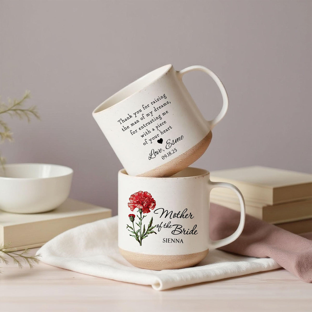 Mother of The Bride Mug, Custom Flower Coffee Cup, Mother-in-law Wedding Day Gift, Appreciation Present Mug for Mother of The Bride Groom