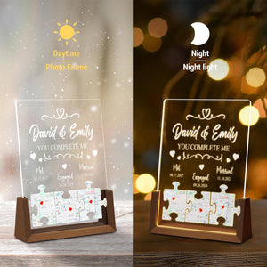 Personalize Photo, Map, Name & Anniversary Date Plaque Night Light - Customize Night Light for Couples, Valentine's Gifts