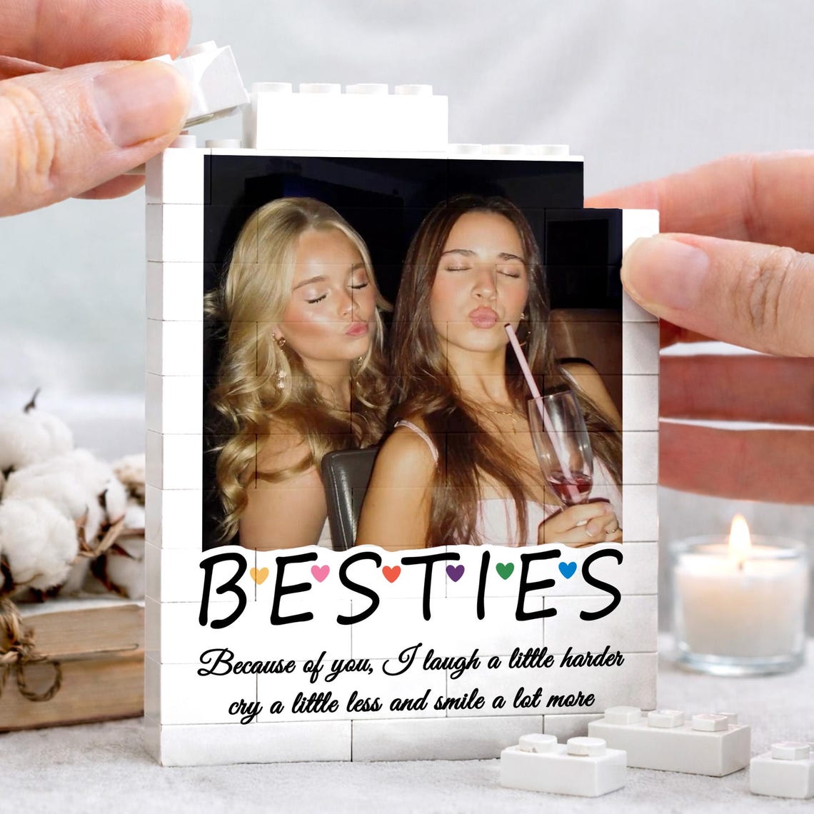 Custom Best Friend Photo Building Block, Personalized Bestie Picture Puzzle, Birthday Gift for Best Friend, Bestie Keepsake, Friendship Gift