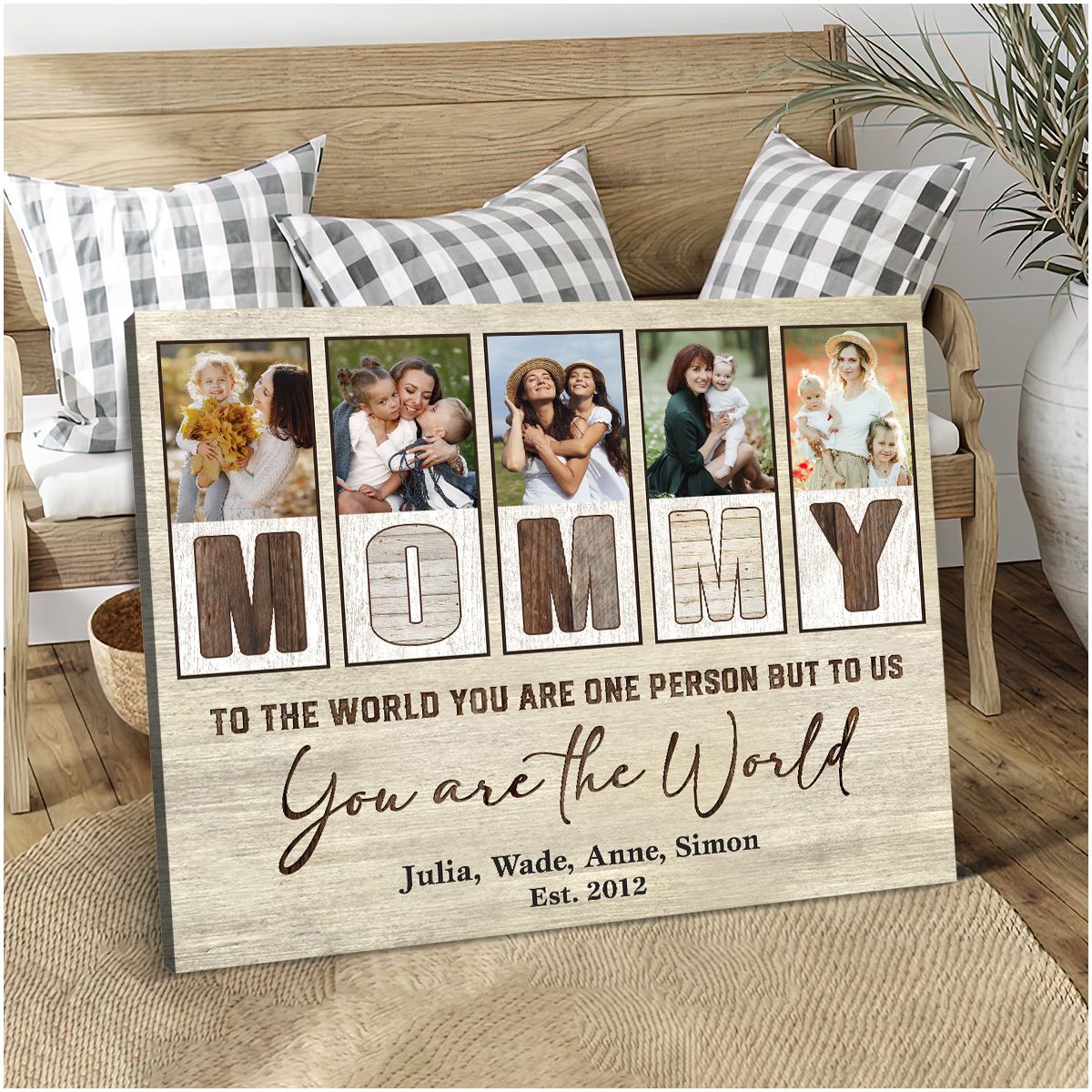 Mommy Photo Collage Custom 5 Photos - Personalized Canvas - Gift For Mom, Mother's Day Gift