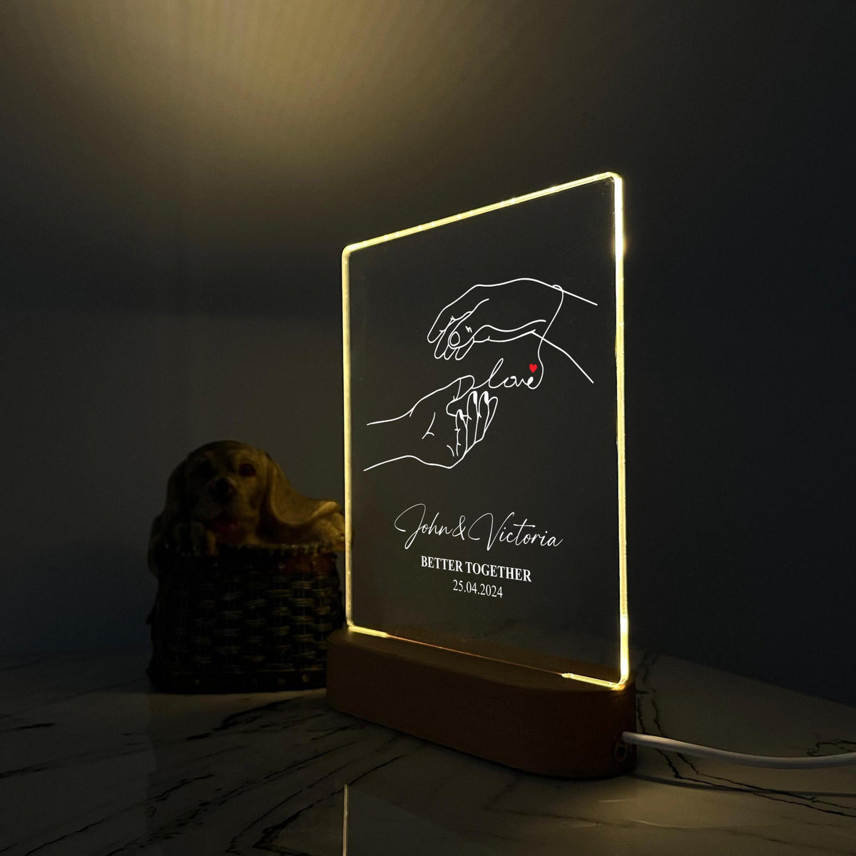 Personalized Couple LED Light, Custom Name Love Anniversary Gifts for Couple, Occasion Gift for Her, Valentine's Day Gift for Him