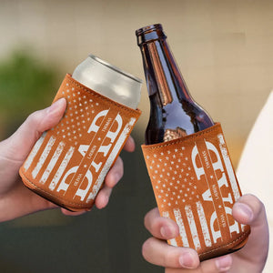 Best American Dad - Personalized Leather Can Cooler - Gift For Dad, Grandfather, Father's Day Gift
