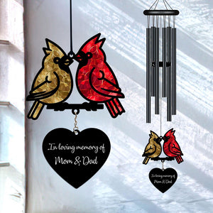 Personalized Memorial Wind Chime, Cardinals Memorial Wind Chime, Loss of Parents Sympathy Gift In Loving Memory, Family Gift, Love Family