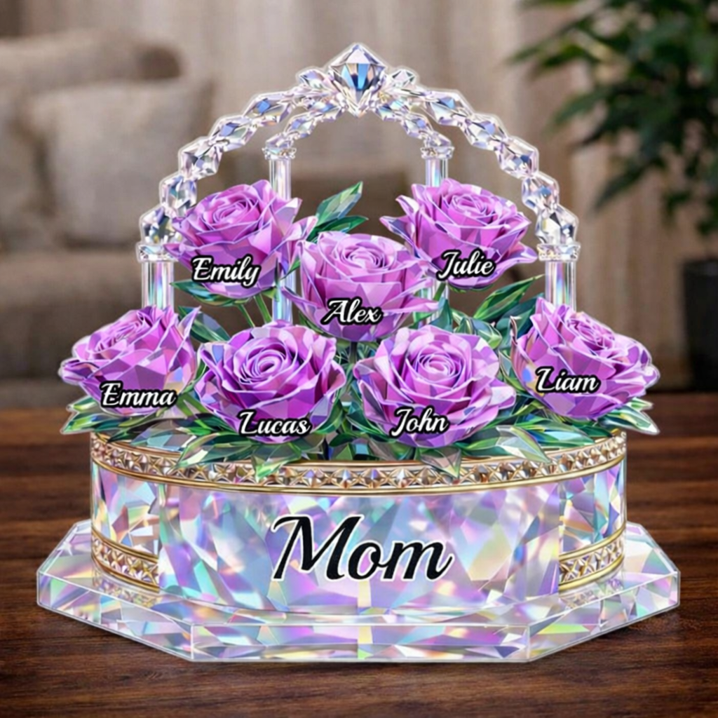 Mother's Rose Bouquet - Personalized Shape Acrylic Block - Gift For Mom, Grandma, Mother's Day Gift