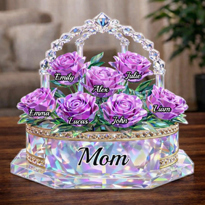 Mother's Rose Bouquet - Personalized Shape Acrylic Block - Gift For Mom, Grandma, Mother's Day Gift