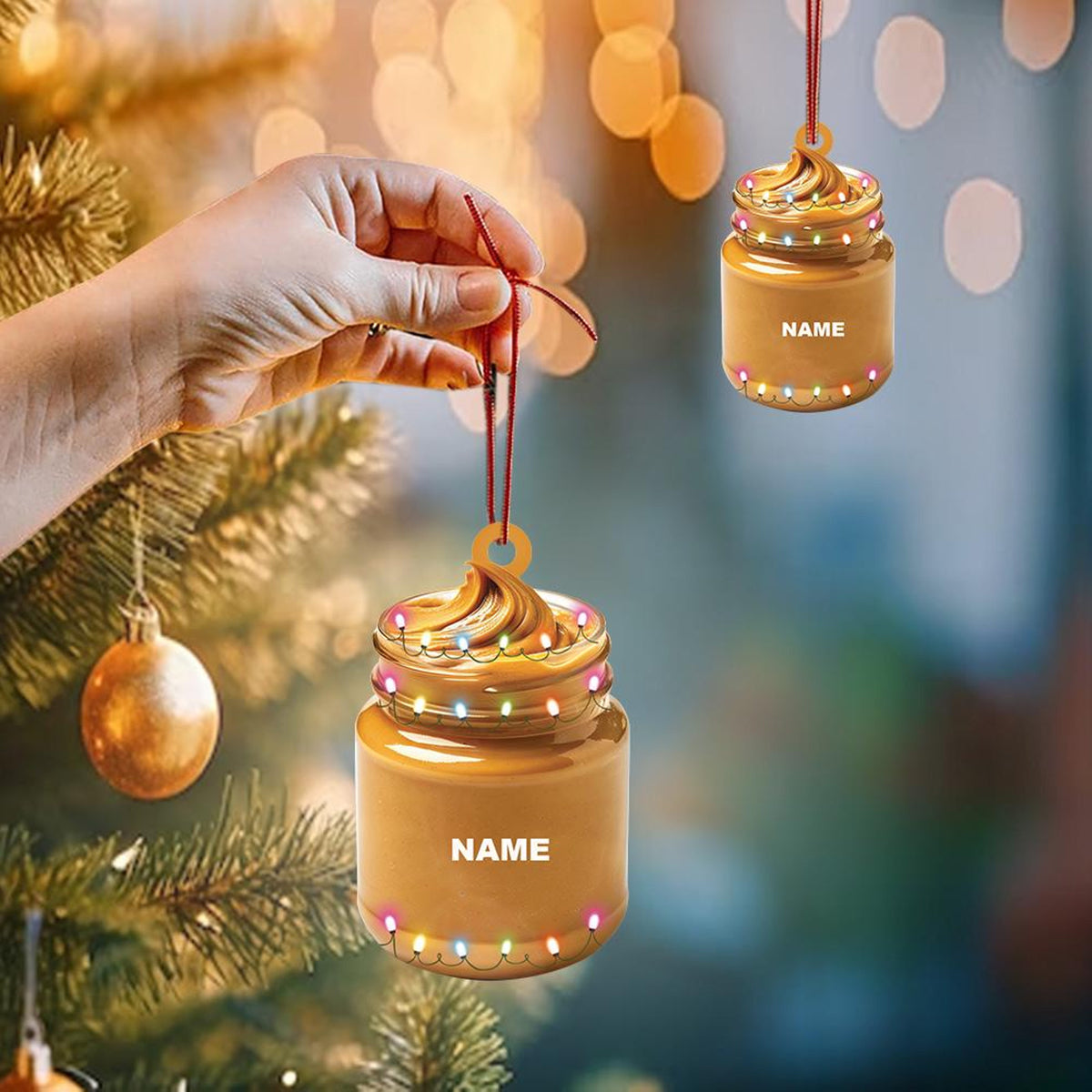 Personalized Peanut Butter Ornament, Peanut Butter Christmas Decor, Peanut Butter Car Decor, Xmas Peanut Butter Lover Gift