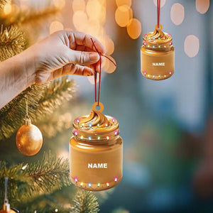 Personalized Peanut Butter Ornament, Peanut Butter Christmas Decor, Peanut Butter Car Decor, Xmas Peanut Butter Lover Gift