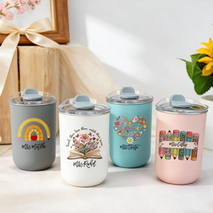 Personalised Teacher Tumbler with Name, Custom Wine Cup, Insulated Travel Mug, Iced Coffee Cup, Thank You Gift, Teacher Appreciation Gift