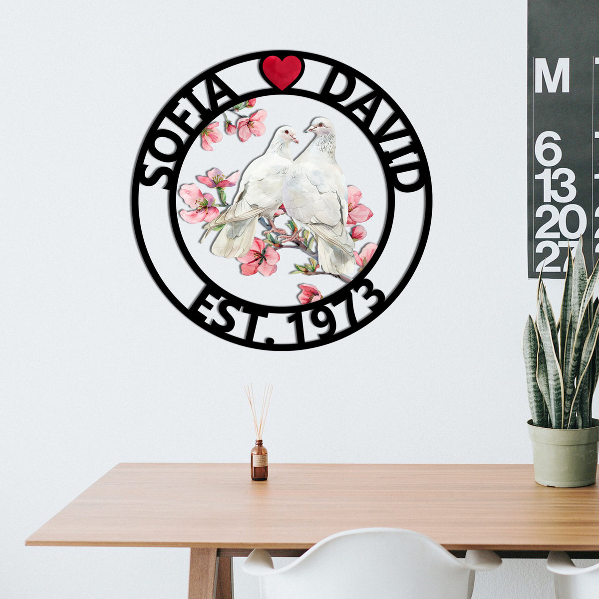 Custom Anniversary Sign, Family Name Sign, Parents Anniversary Gift, Golden Anniversary Wedding Anniversary Metal Wall Art, Doves Metal Sign