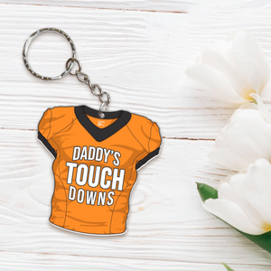 Daddy's Touchdowns Keychain, Personalized Father's Day Gift, Custom Football Dad Gift, Dad Gift From Son Daughter, Daddy's Team Keyring