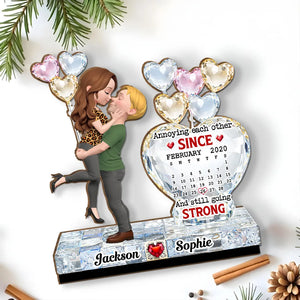 Annoying Each Other & Still Going Strong Crystal Heart - Personalized Wooden Plaque - Valentine's Day Gift, Anniversary Gift For Couple
