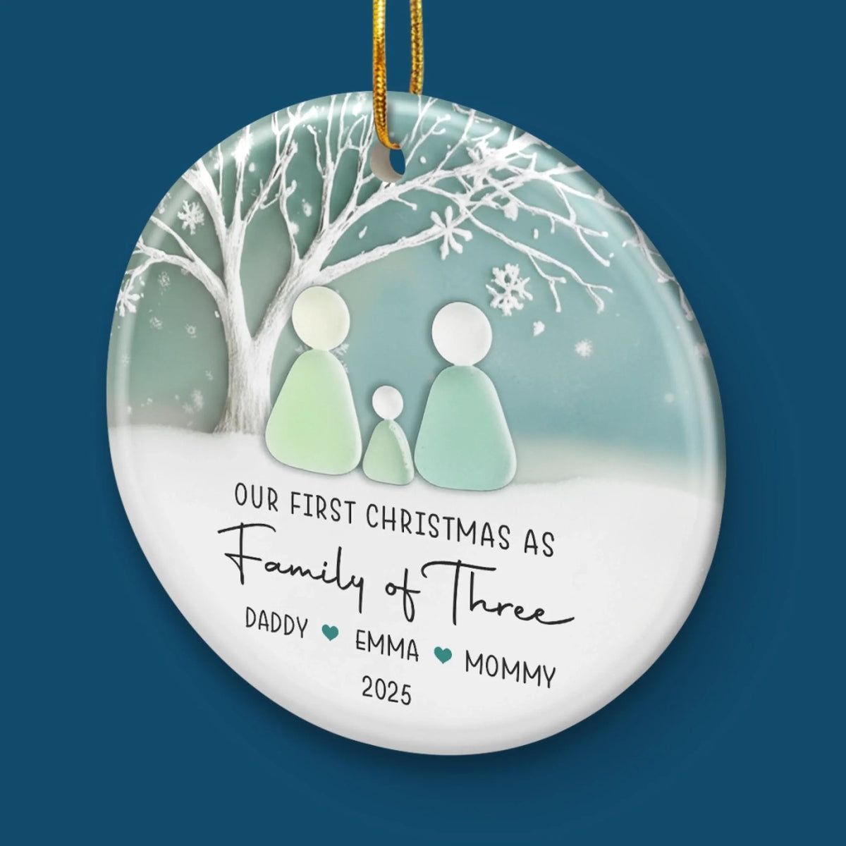 Our First Christmas As A Sea Glass Family - Personalized Ornament - Christmas Gift For Family