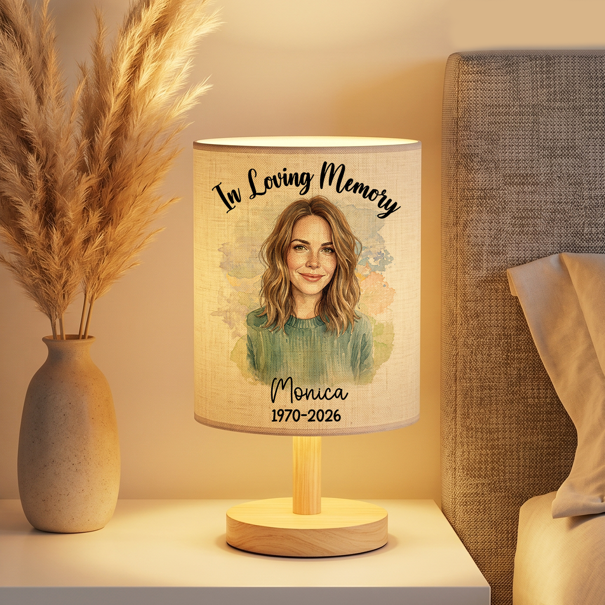 Custom Photo Realistic Watercolor Art Personalized Fabric Lamp