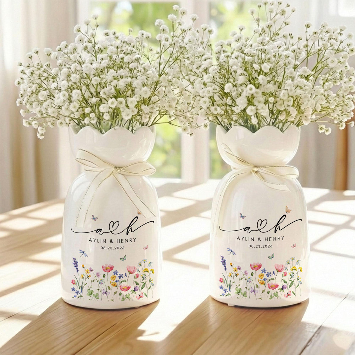 Custom Wedding Gifts Flower Vase, Personalized New Engaged Couple Gift, Gift for Newlyweds