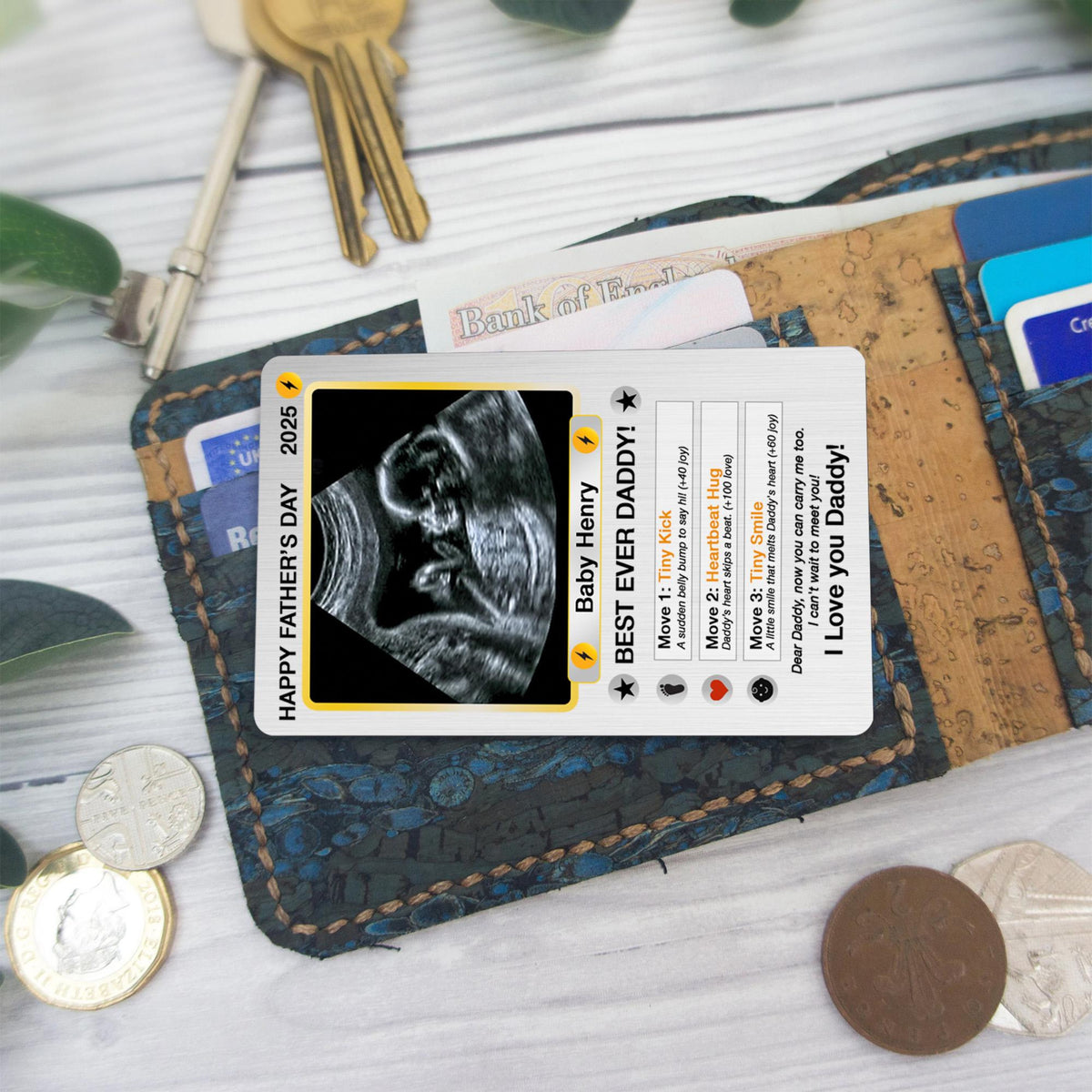 New Baby Announcement Card, Father's Day Gift, Personalized Pet Hologram Acrylic Card, Gift For Him