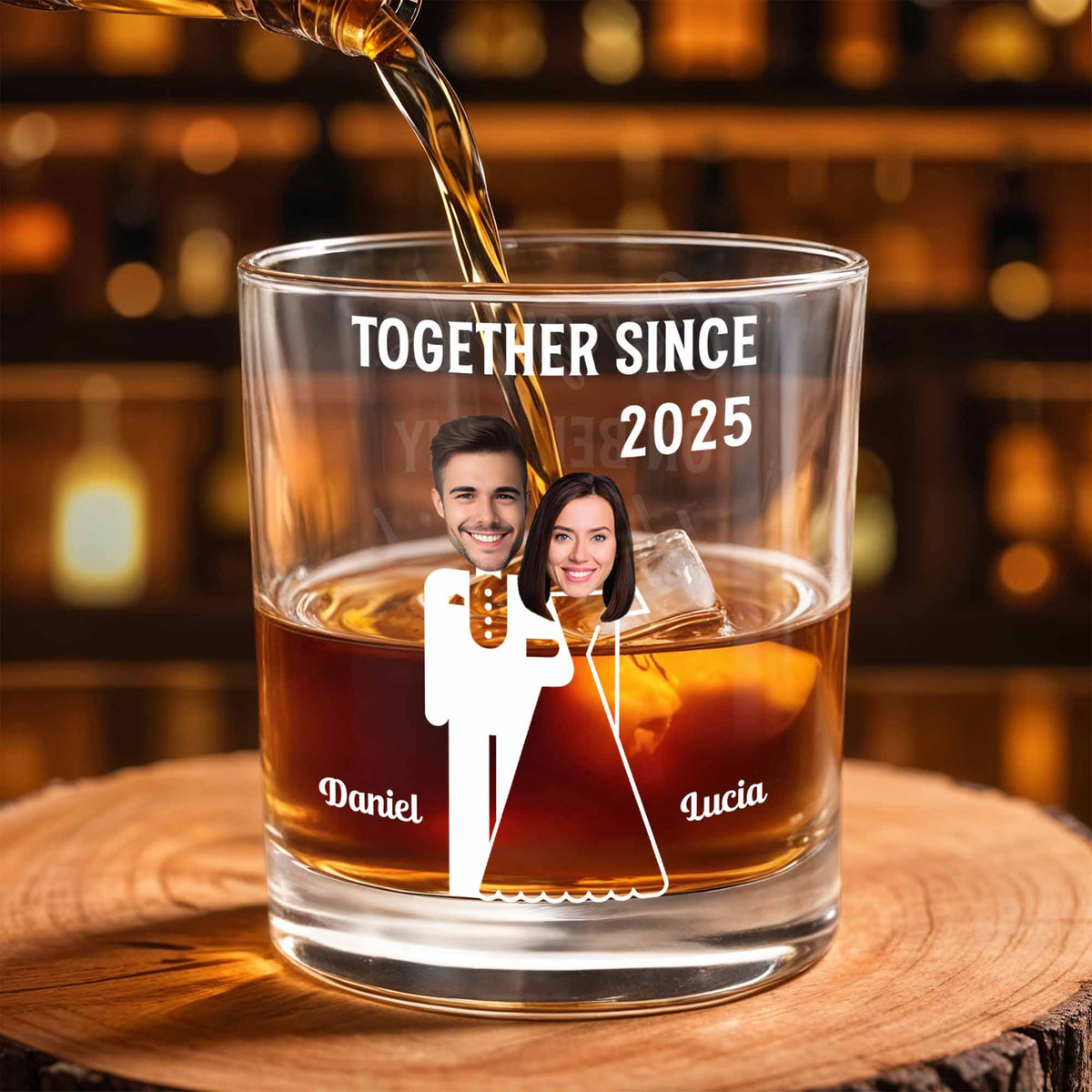 Together Since, Featuring Couple Silhouettes, Personalized Whiskey Glass, Gift For Couples