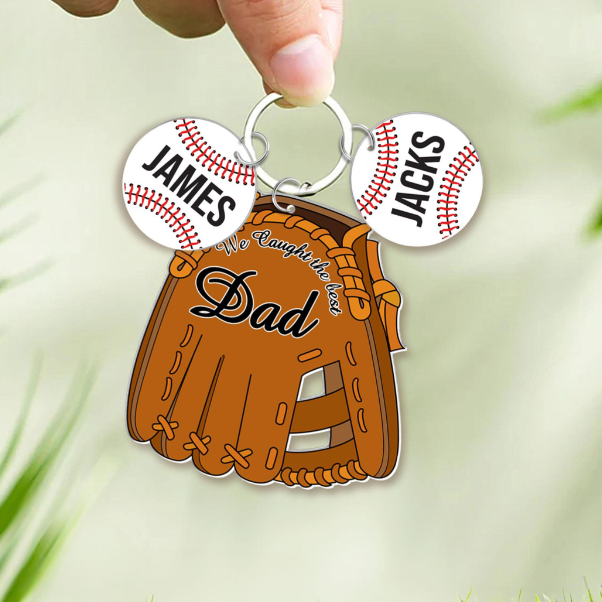 Personalized Baseball Dad Keychain, We Caught The Best Dad, Daddy's Team Acrylic Keyring, Father's Day Gift For Dad From Son Daughter