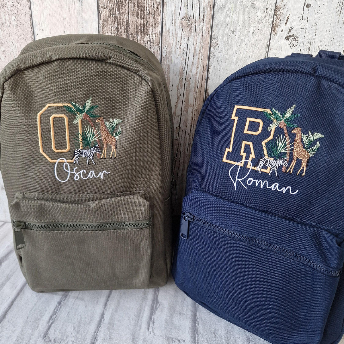 Safari Animals Backpack, Personalised Embroidered Bag, Back to School, Nursery Safari Bag