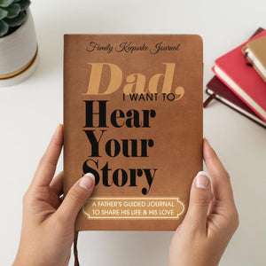 Dad I Want to Hear Your Story Leather Journal, Personalized Father's Guided Memory Keepsake Book, Father's Day Gift, Birthday Gift for Dad