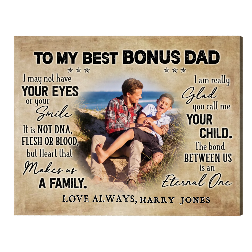 My Best Bonus Dad - Personalized Canvas - Gift For Step Dad, Bonus Dad, Father's Day, Birthday Gift