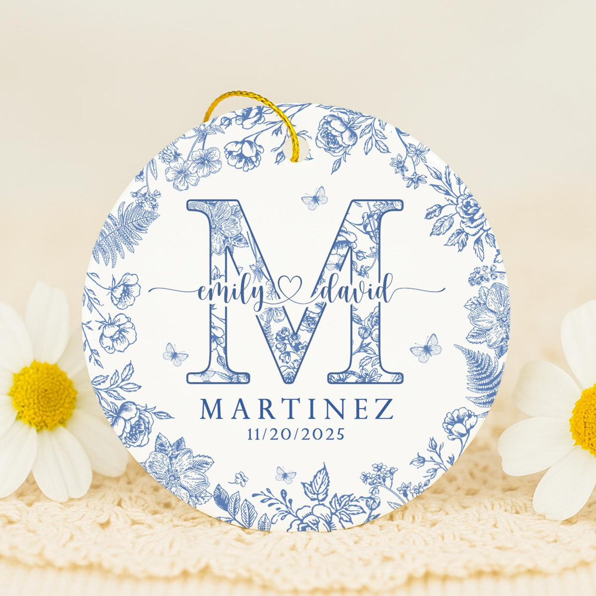Personalized Couple Name Ornament, Engagement Gift, Custom Family Name Ornament, Wedding Gift For Couples, Newly Engaged, Anniversary Gift