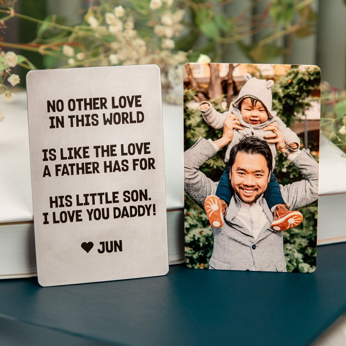 Custom first Fathers Day gift, Wallet picture card for Daddy, Daddy wallet metal insert, Personalized wallet insert gift for Daddy