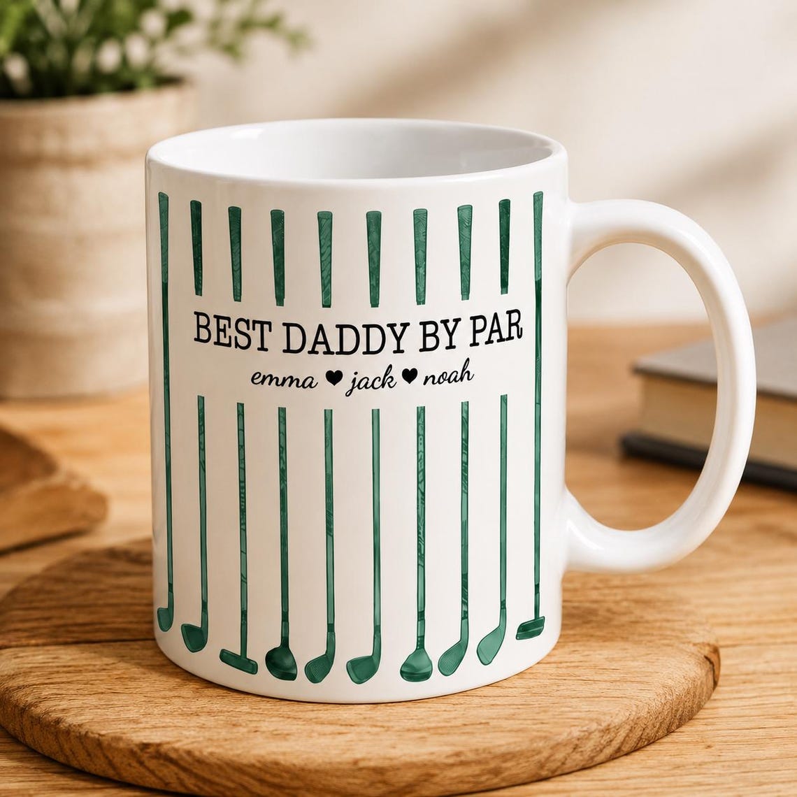 Personalized Best Dad Py Par Coffee Mug, Father's Day Gift For Dad Grandpa, Custom Kids Names Coffee Cup, Golfer Dad Gift from Daughter Son