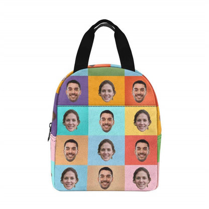 Custom Face Lunch Bag, Personalized Photo Lunch Bag with Pockets, Back to School Gift for Children