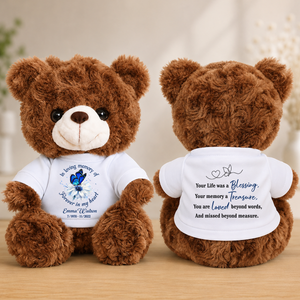 Memorial Butterfly Forever In My Heart Teddy Bear - Memorial Gift - Personalized Plush Bear